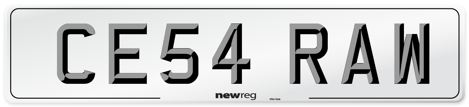 CE54 RAW Number Plate from New Reg